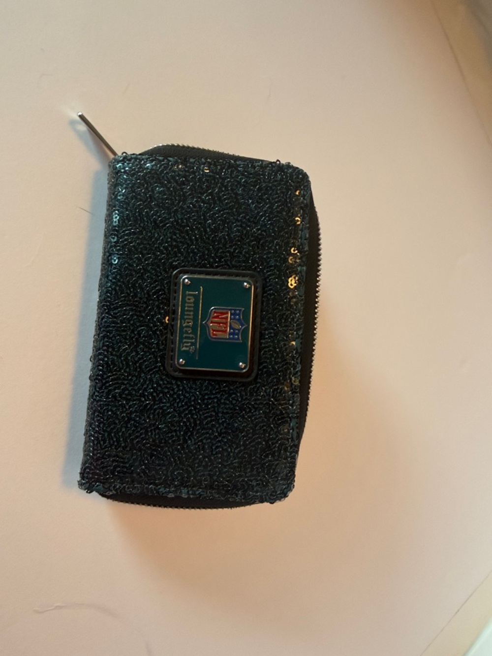Loungefly Black Sequin 'EAGLES' Zip Wallet - Picture 2 of 4